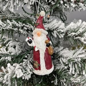 Christmas Tree Ornament-Gnome Santa Holding Candy Cane-The Bridge Collection